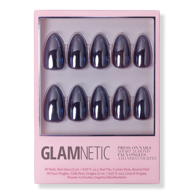 Glamnetic Burgundy Chrome Press-On Nails