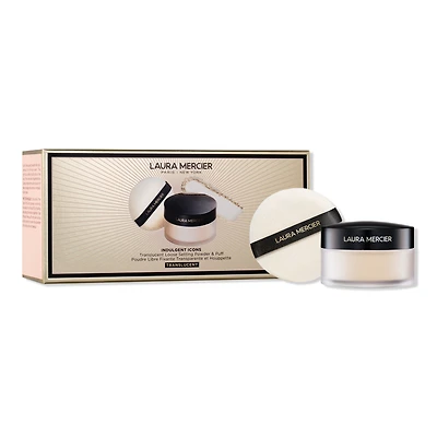 Laura Mercier Indulgent Icons Translucent Loose Setting Powder & Velour Puff Set