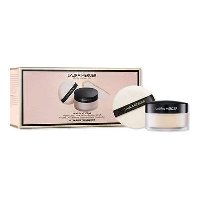 Laura Mercier Indulgent Icons Translucent Loose Setting Powder Ultra-Blur & Velour Puff Set