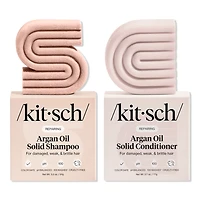 Kitsch Repairing Argan Oil Solid Shampoo & Conditioner Bar Combo Pack - Toasted Vanilla & Macadamia Milk