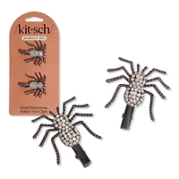 Kitsch Metal Rhinestone Hair Clips 2 Piece Set - Spider