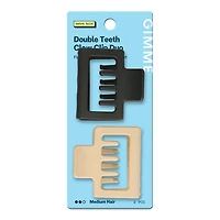 GIMME beauty Square Double Teeth Claw Clip for Medium Hair - Black/Tan