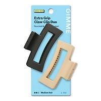 GIMME beauty Extra Grip Rectangle Claw Clip for Medium Hair - Black/Tan