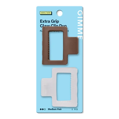 GIMME beauty Extra Grip Square Claw Clip for Medium Hair - Brown/Frost