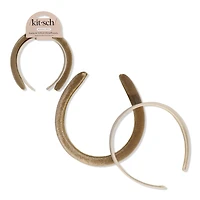Kitsch Recycled Fabric Satin & Velvet Headbands - Cream & Camel