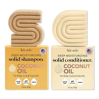 Kitsch Coconut Oil Shampoo + Conditioner Bar Combo - Amber Shores/Salted Amber & Driftwood