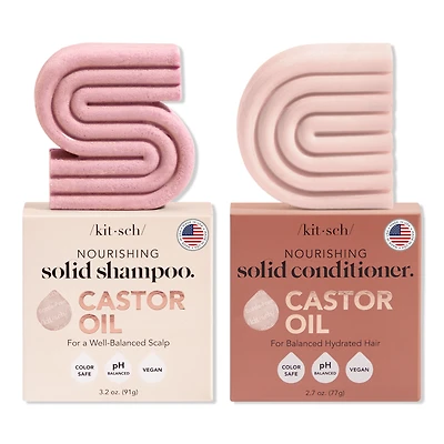Kitsch Castor Oil Shampoo + Conditioner Bar Combo - Sugared Amber