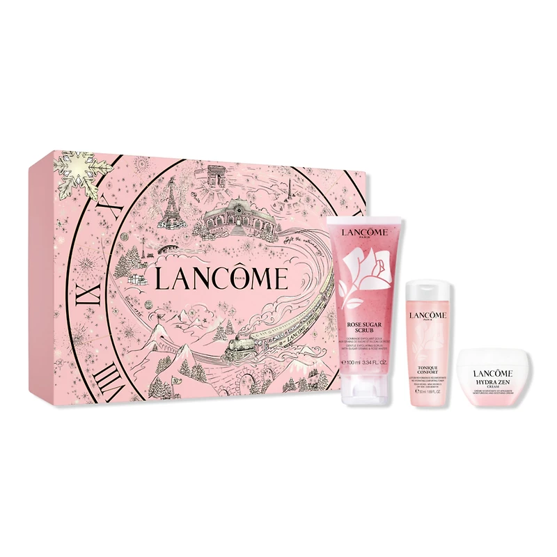 Lancome Rose Sugar Scrub & Tonique Confort 3 Piece Limited Edition Hydrating Gift Set