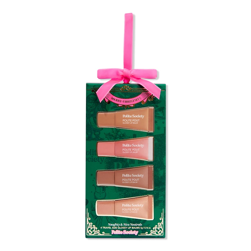 Polite Society Naughty & Nice Neutrals 4 Travel Size Glossy Lip Balms