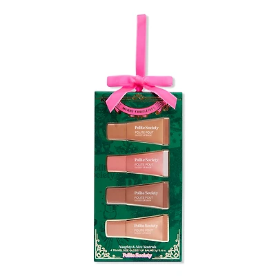 Polite Society Naughty & Nice Neutrals 4 Travel Size Glossy Lip Balms