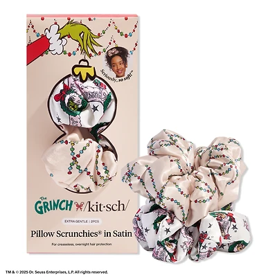 The Grinch x Kitsch Pillow Satin Scrunchie 2 Piece Set