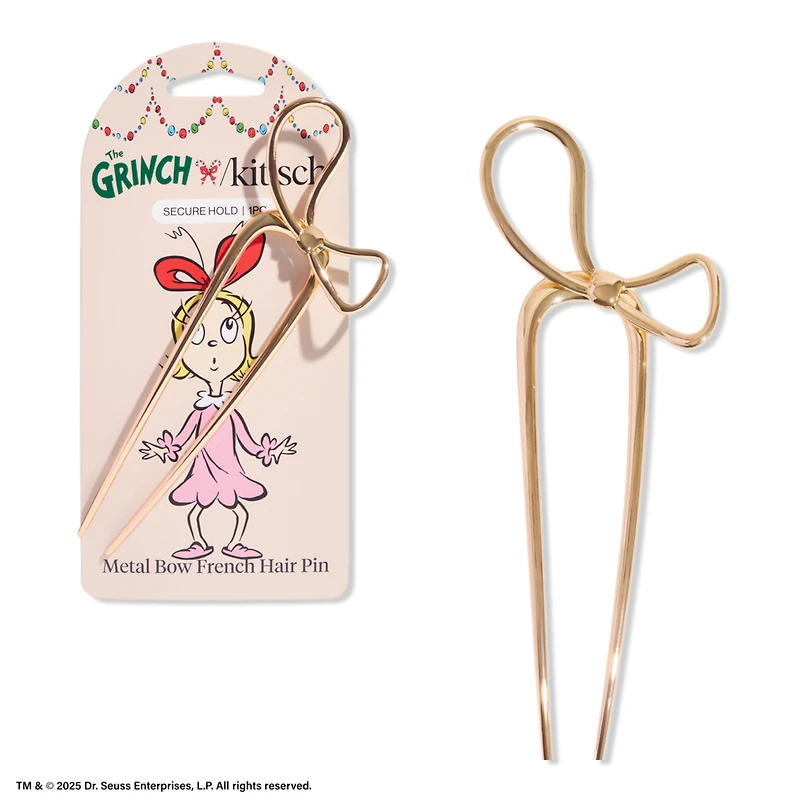 The Grinch x Kitsch Metal Bow French Hair Pin