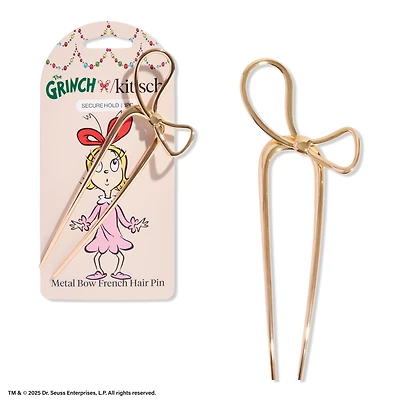 The Grinch x Kitsch Metal Bow French Hair Pin