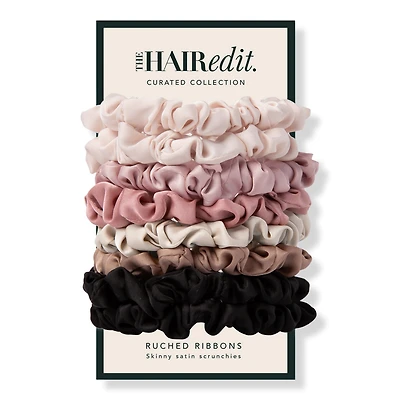 The Hair Edit Ruched Skinny Satin Scrunchies Set 