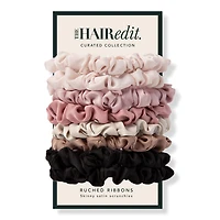 The Hair Edit Ruched Skinny Satin Scrunchies Set 