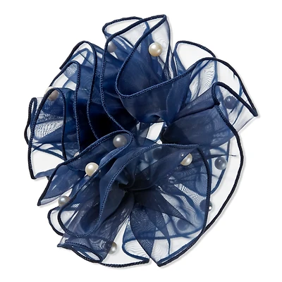 Scunci Navy Blue Scrunchie with Faux Pearls