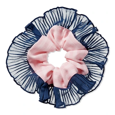 Scunci Navy and Pink Houndstooth Scrunchie