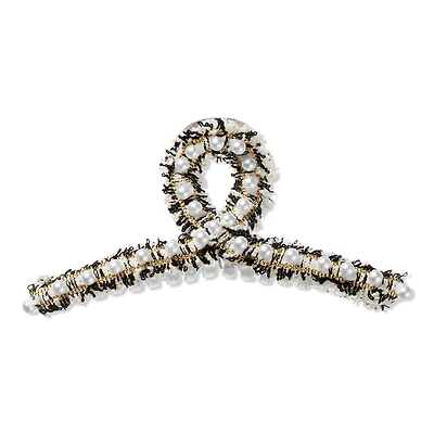 Scunci Tweed Claw Clip with Pearls