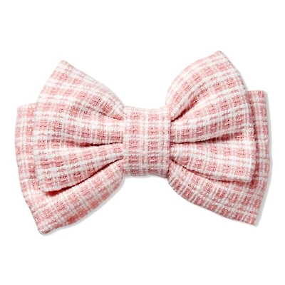 Scunci Pind and Ivory Tweed Bow Barrette