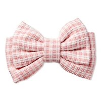 Scunci Pind and Ivory Tweed Bow Barrette