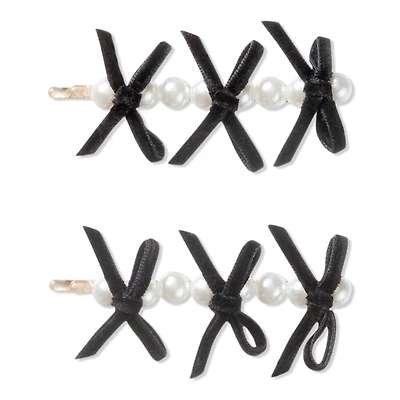 Scunci Black Bow Bobby Pins with Pearls