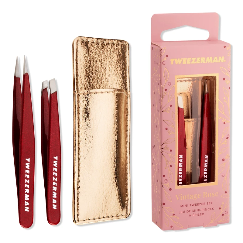 Tweezerman Vintage Rose Mini Tweezer Set with Case