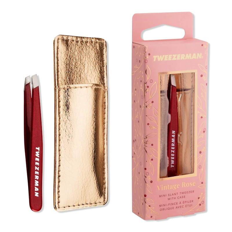Tweezerman Vintage Rose Mini Slant Tweezer with Case
