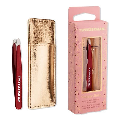 Tweezerman Vintage Rose Mini Slant Tweezer with Case
