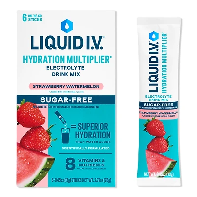 LIQUID I.V. Hydration Multiplier Electrolyte Drink Mix Sugar-Free Strawberry Watermelon
