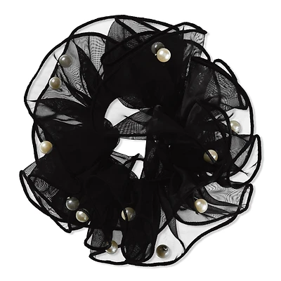 Scunci Black Scrunchie with Faux Pearls