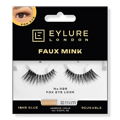 Eylure Faux Mink No.098 False Eyelashes, Fox Eye Look