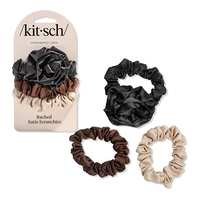 Kitsch Rosette Ruched Satin Scrunchies 