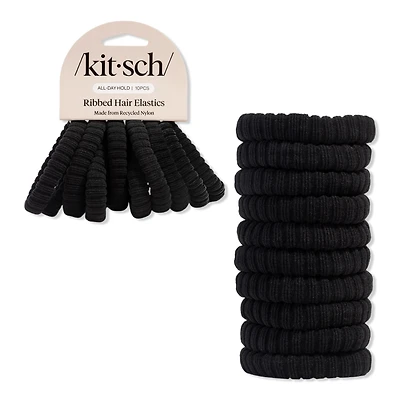 Kitsch Recycled Fabric Ribbed Hair Elastics 
