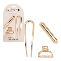 Kitsch Mini Metal French Hair Pin & Clips 3 Piece Set 