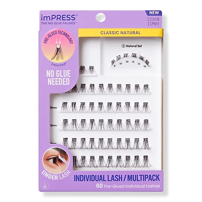 Kiss imPRESS Individual Multipack, Classic Natural Pre-Glued Lash Clusters Kit