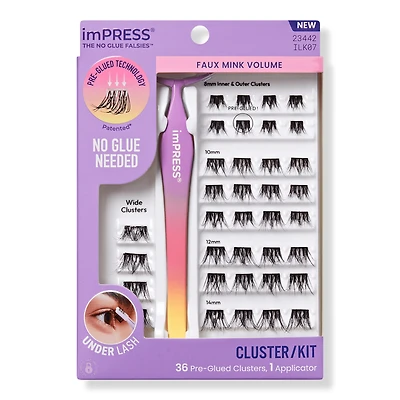 Kiss imPRESS Pre-Glued Lash Clusters Kit - Faux Mink Volume