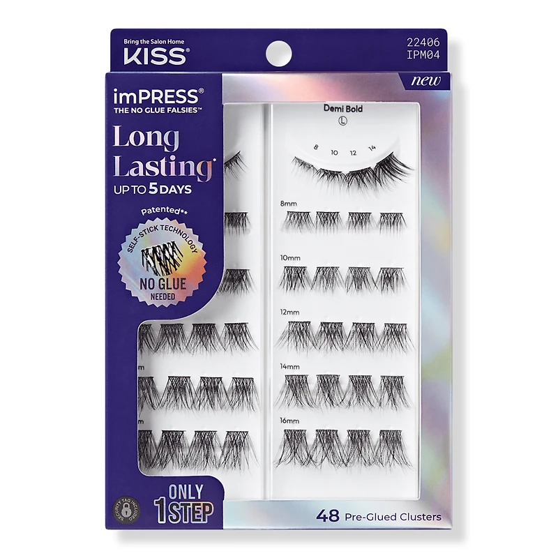 Kiss imPRESS Long Lasting Pre-Glued Lash Clusters Kit - Demi Bold