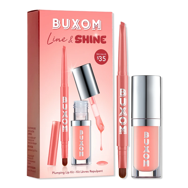 Buxom Line & Shine Lip Oil & Lip Liner Duo - White Russian & Rich Rose