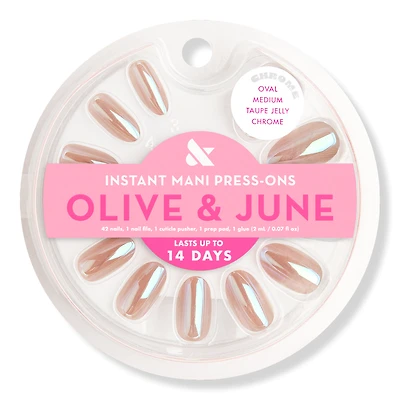 Olive & June Instant Mani Press-On Nails Taupe Jelly Chrome