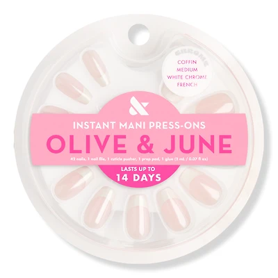Olive & June Instant Mani Press-On Nails White Chrome French