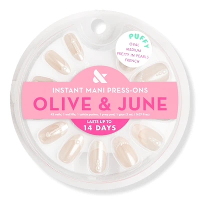 Olive & June Instant Mani Press-On Nails Pearl Heart French