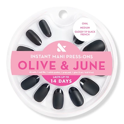 Olive & June Instant Mani Press-On Nails Glossy Tip Black French