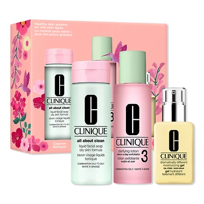 Clinique Healthy Skin 3-Step System: For Combination Oily Skin Skincare Gift Set