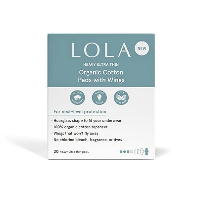 Lola Heavy Organic Cotton Pads W/ Wings