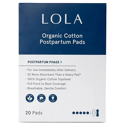 LOLA Organic Cotton Postpartum Pads Phase 1