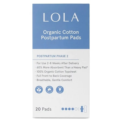 Lola Organic Cotton Postpartum Pads Phase 2