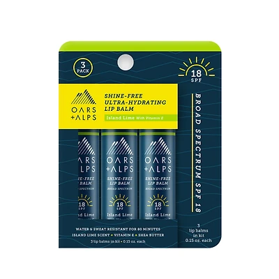 Oars + Alps SPF Shine-Free Lip Balm 3-Pack - Island Lime