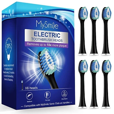 MySmile Elite Sonic Toothbrush Replacement Heads (6 Pack) 