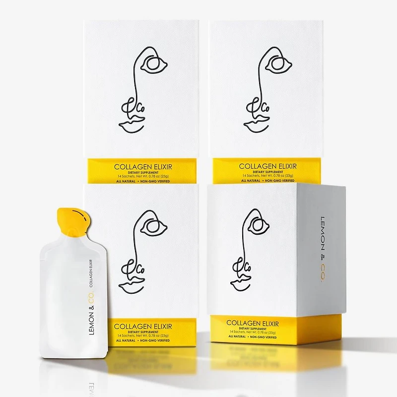 Lemon and Co. Collagen Liquid Collagen Drink Mix | Daily Elixir with Marine Collagen & Vitamin C, 8-Week Bundle