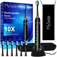 MySmile Elite Rechargeable Sonic Toothbrush with Travel Case - Black